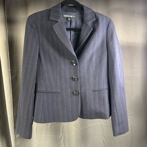 Navy Striped Lafayette 148 NY Wool Blazer